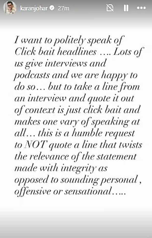 Karan Johar calls out “clickbait headlines” after talent loyalty remarks linked to Janhvi Kapoor
