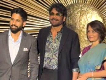 Nagarjuna pose with son Naga Chaitanya