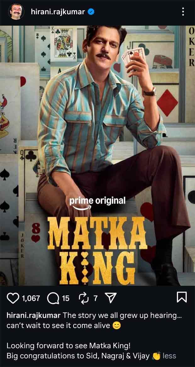 Amitabh Bachchan, Anil Kapoor and Rajkumar Hirani praise Vijay Varma starrer Matka King as series trends online