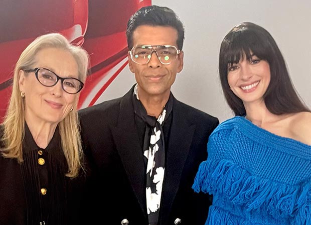 Karan Johar with Meryl Streep and Anne Hathaway during their meeting in Tokyo