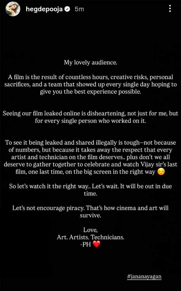Pooja Hegde REACTS to Jana Nayagan leak, urges fans not to support piracy: "Let's wait. It will be out in due time"