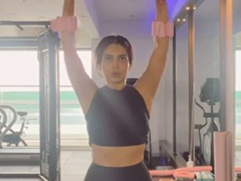 We see pink dumbells! Bhumi Satish Pednekkar