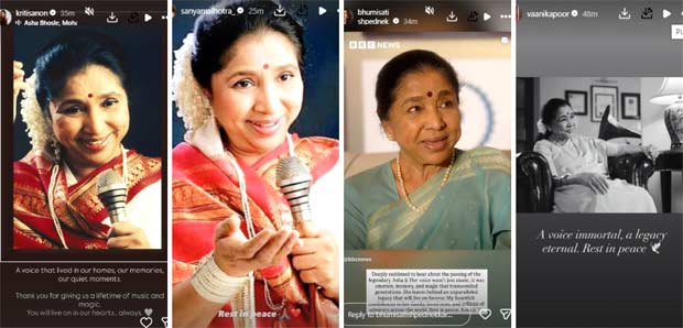 92 वर्ष की आयु में आशा भोसले का निधन: करण जौहर, काजोल, हेमा मालिनी, अक्षय कुमार और अन्य ने महान गायिका पर शोक व्यक्त किया