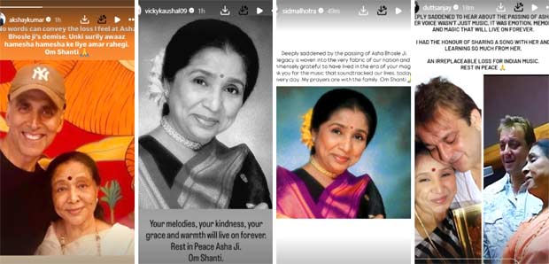 92 वर्ष की आयु में आशा भोसले का निधन: करण जौहर, काजोल, हेमा मालिनी, अक्षय कुमार और अन्य ने महान गायिका पर शोक व्यक्त किया