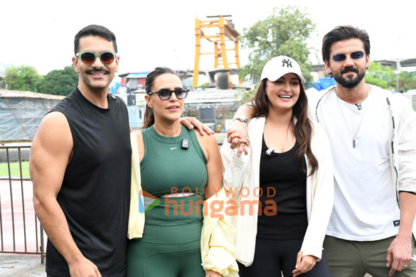 photos neha dhupia angad bedi sonakshi sinha and zaheer iqbal snapped shooting the double date episode 1