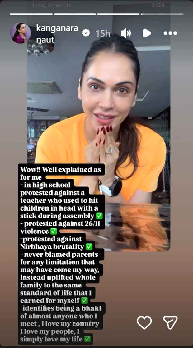 Kangana Ranaut backs Isha Koppikar after the latter calls herself an ‘andhbhakt’: “I love my country I love my people”