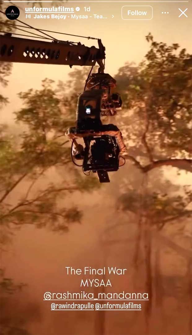 Mysaa makers unveil glimpse of Rashmika Mandanna’s final war sequence