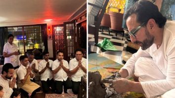 Ganesh Chaturthi Celebration: Saif Ali Khan offer prayers with sons and household staff; Kareena Kapoor Khan shares glimpse of eco-friendly idol