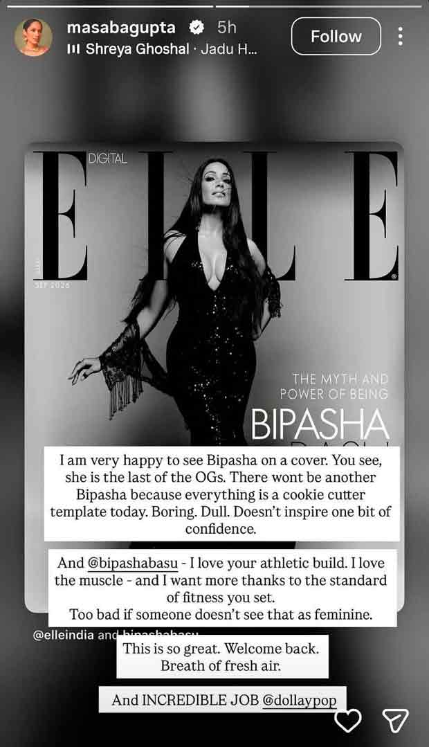 Masaba Gupta calls Bipasha Basu “last of the OGs,”; her muscle remarks draw attention to Mrunal Thakur’s old statement