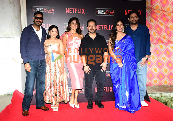 photos ajay devgn shriya saran jaideep ahlawat and others snapped promoting drishyam the conclusion on the sets of the great indian kapil show 1