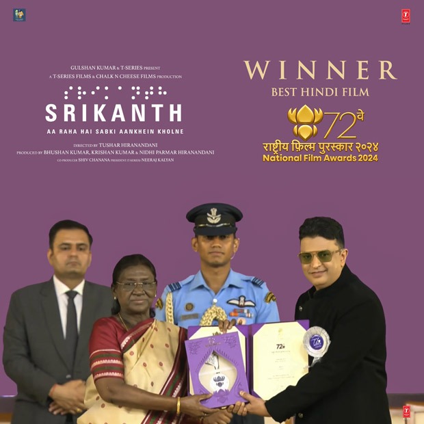 Srikanth honoured with National Film Award for Best Hindi Film; producer Bhushan Kumar receives prestigious honour from President Droupadi Murmu