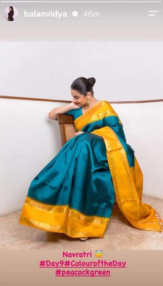 Vidya Balan embraces peacock green on Maha Navami, pays tribute to Maa Siddhidatri