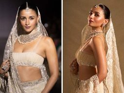 Alia Bhatt turns bride-like ethereal in ivory georgette saree and 310-carat pearl choker for Manish Malhotra’s Mijwan show