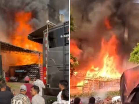 Fire breaks out near the sets of Pati Patni Aur Panga and MTV Hustle 5, no casualties reported Fire breaks out near the sets of Pati Patni Aur Panga and MTV Hustle 5, no casualties reported