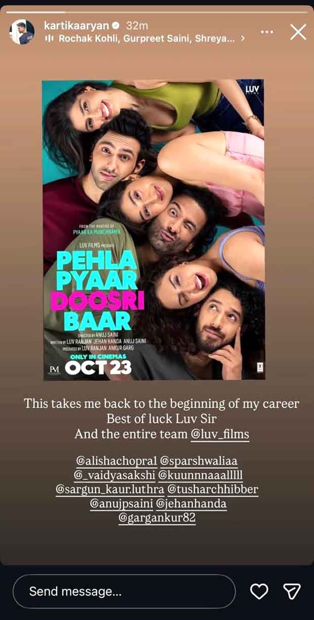 Kartik Aaryan cheers for Luv Ranjan’s Pehla Pyaar Doosri Baar with a nostalgic message